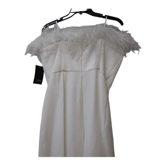 NWT AIDAN MATTOX Feather Trim Crepe Strapless Jumpsuit White Size14 Bride Bridal - Picture 8 of 13